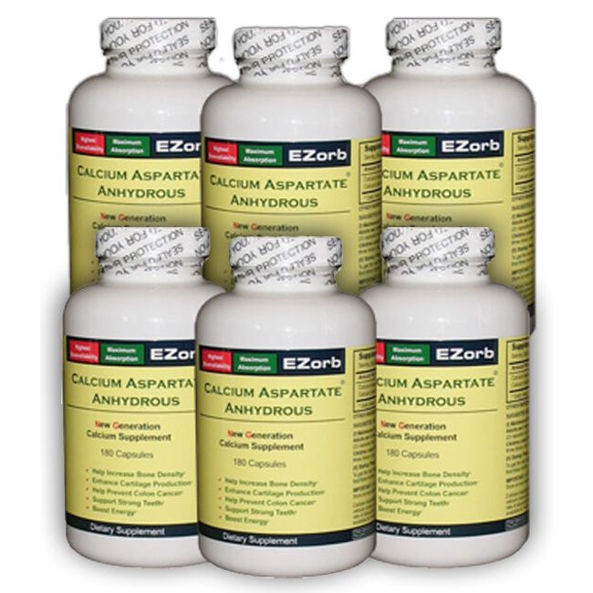 6 Btls. EZorb Calcium Capsules Low Price Save 12%-Save $43.16 an Elixir Product