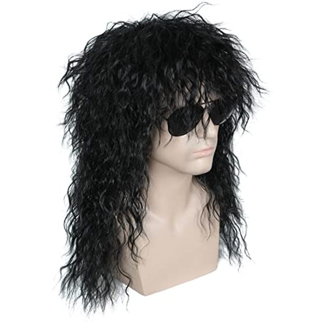 Black Heavy Metal Rocker Wig