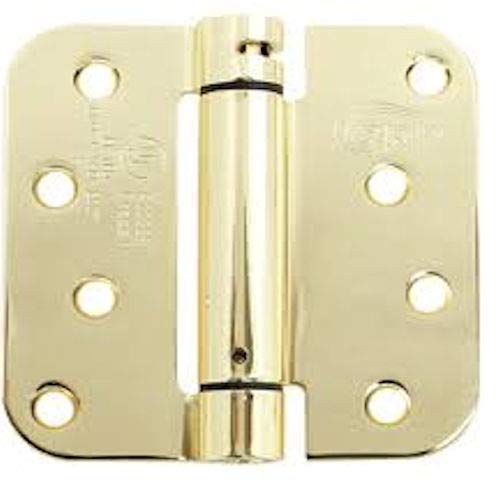 Cal-Royal 4 in. Full Mortise Round Corner Spring Hinge in Satin Brass, 2 Pack