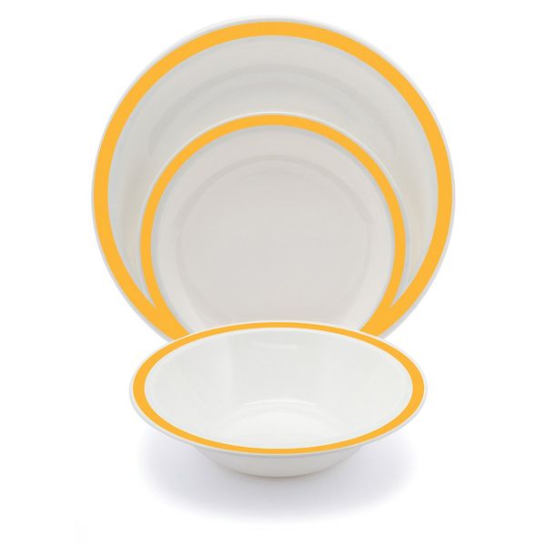 Harfield Yellow Duo Polycarbonate Plastic Dining Set Reusable Virtually Unbreakable Plates Bowl