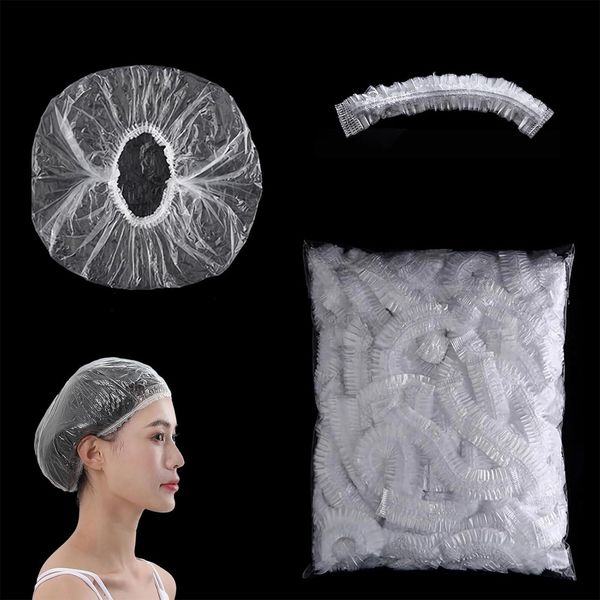 JYTDBCS Universal disposable shower cap Strip plastic waterproof anti-fouling elastic mouth hotel bath multi-purpose head cover PE shower cap