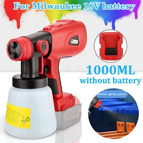 5 Cordless High Pressure Spray Gun Paint Sprayer For Milwaukee 18V Battery