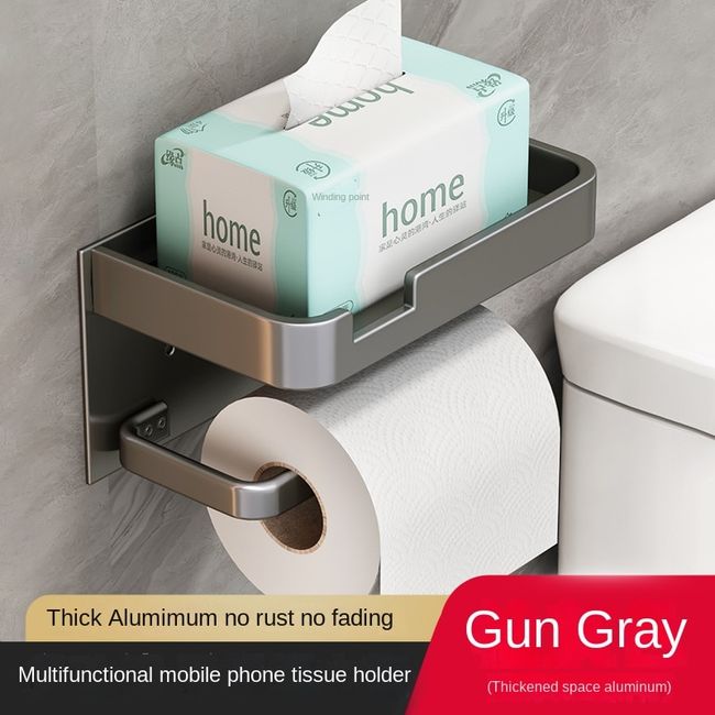 Multi-functional Toilet Paper Roll Tissue Holder Bathroom Black A