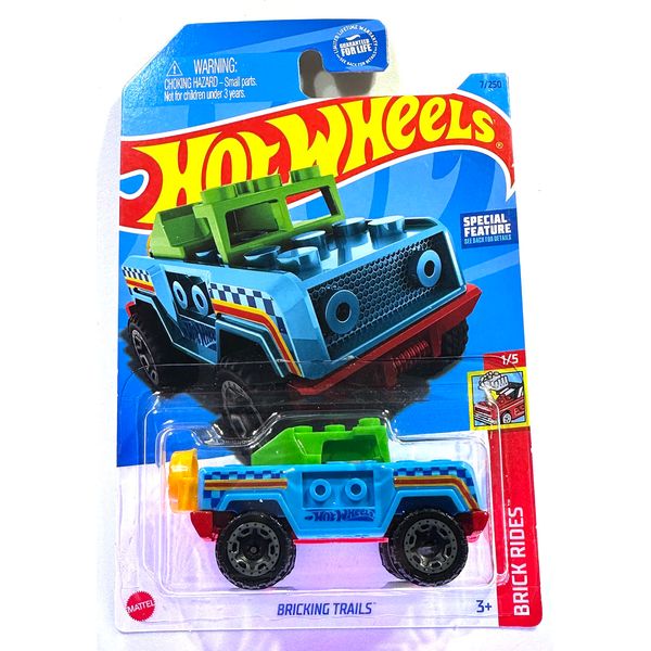 Hot Wheels - Bricking Trails - Brick Rides 1/5 - 2023 - Mega Block - Blue/Red - Mint/NrMint Ships Bubble Wrapped in a Sized Box