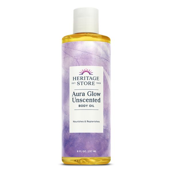 HERITAGE STORE Aura Glow Unscented Body Oil, Luxurious Skin Moisturizer,