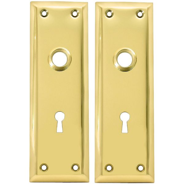 Pair of Brass Plated New York Style Back Plates with Keyhole