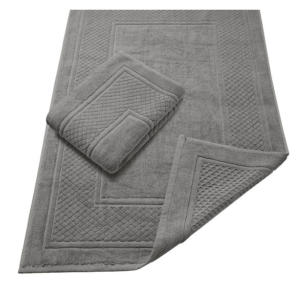 Avalon Towels Bath Mats for Bathroom - Absorbent Bathroom Mats Quick Dry Bath Mat - 100% Cotton Bath Mats Soft Bathroom Floor Mat - Gray Bath Mat Absorbent Bath Mat Set of 2 (22x34 Inches)