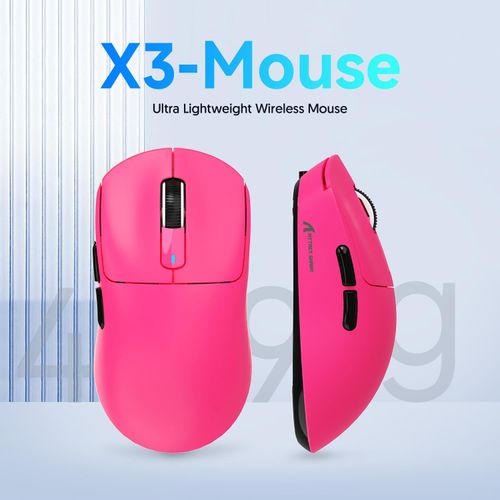 MAMBASNAKE Attack Shark X3 Wireless Gaming Mouse, 49g Ultralight, PixArt PAW3395 26000 DPI, Bluetooth/2.4Ghz /Wired Tri-Mode, 200Hrs Rechargeable Battery, Kailh GM8.0 Switch for PC/MAC/Win - Rose Red