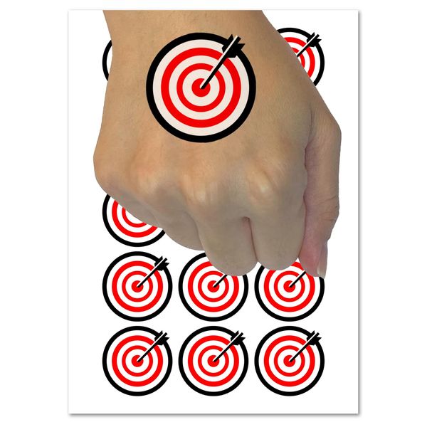 Archery Target Bullseye with Arrow Temporary Tattoo Water Resistant Fake Body Art Set Collection - 54 1" Tattoos (1 Sheet)