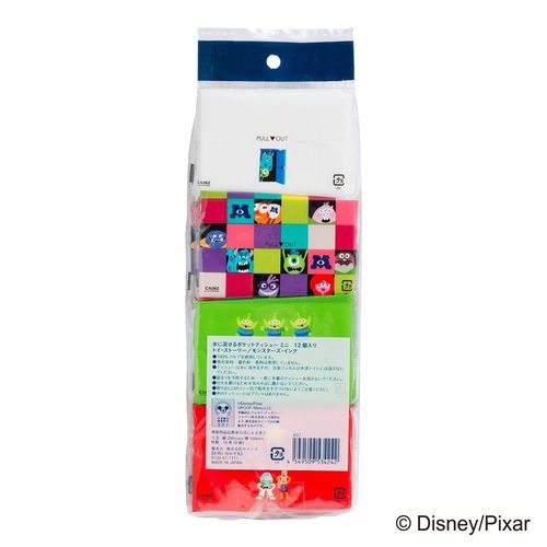 Cainz Pocket Tissue 8 Pairs x 12 Pack Flushable Mini Pixar Character Cell Phone Tissue Made in Japan Pocket Tissue