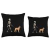 Funny German Shepherd Skeleton Dog Walking Halloween Throw Pillow