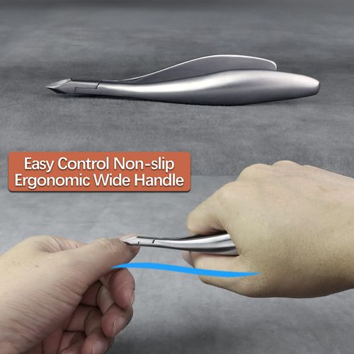 VOGARB Cuticle Nippers Easy Control Ergonomic Non-slip Wide Handle Cuticle Cutter Professional Ultra Sharp Small Stainless Steel Nail Cuticle Remover with Cuticle Pusher Cleaner Set (Silver-3pcs)