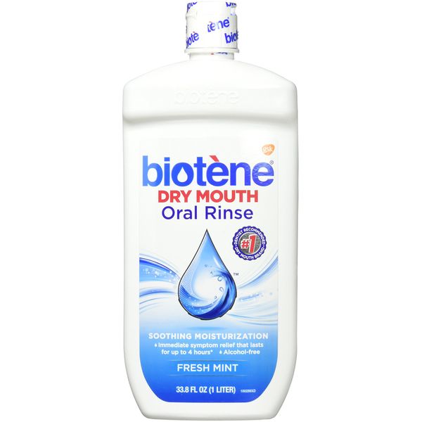 Biotene Oral Rinse Mouthwash for Dry Mouth, Breath Freshener and Dry Mouth Treatment, Fresh Mint - 33.8 fl oz