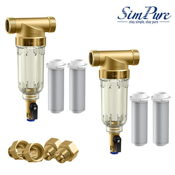 SimPure Home Whole House Spin Down Water Filter Sediment Pre-Filter System 2Pack