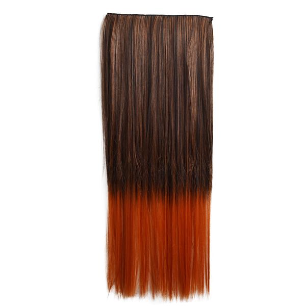 CAISHA 5 Clips 60cm One Piece Clip In Extension Bunte Haarverlängerung Hiztebeständig Haarteil Gewellt oder Glatt Kupferbraun 1T17C