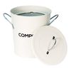 White Metal Kitchen Compost Caddy - Composting Bin for Food Waste Recycling