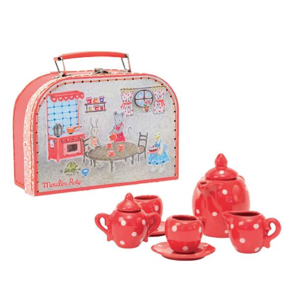 Moulin Roty Red Ceramic Tea Set