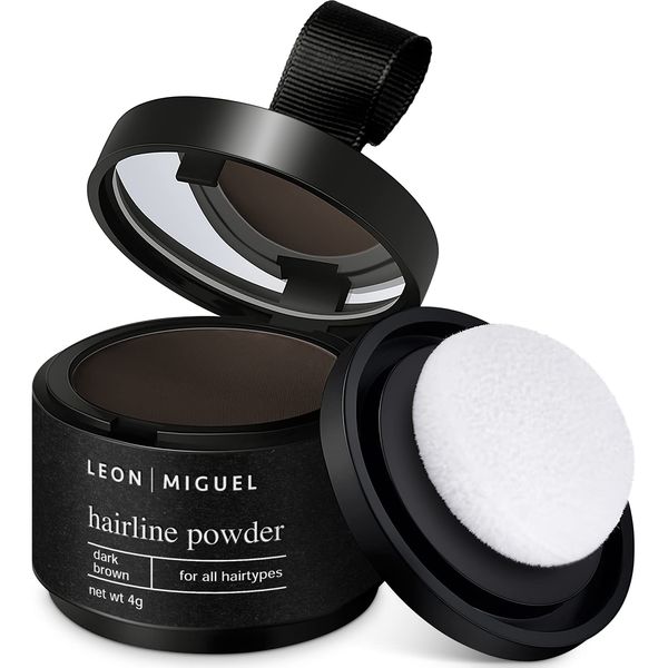 LEON MIGUEL Hair Line Powder - concealer/counter powder - 4g hair thickening and hair filler with shadow make-up waterproof (DARK BROWN)