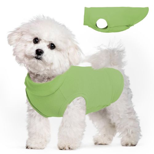 Dog Fleece Vest - Green, M - Pullover Warm Dog Vest, Stretchable Small Dog Sweatshirt, Lightweight Dog Winter Jacket, Small Dog Sweaters for Boys, Havanese, Shih Tzu, Papillon