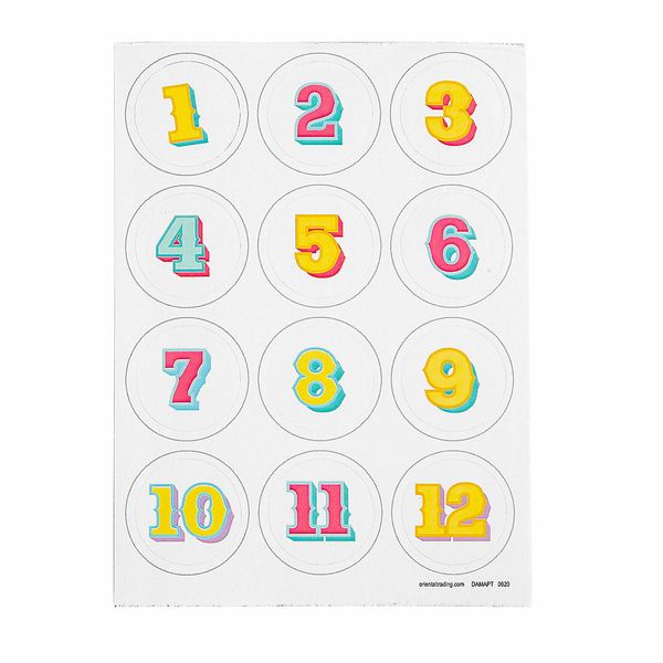 Countdown Egg Stickers, Easter, Party Supplies, 12 Pieces