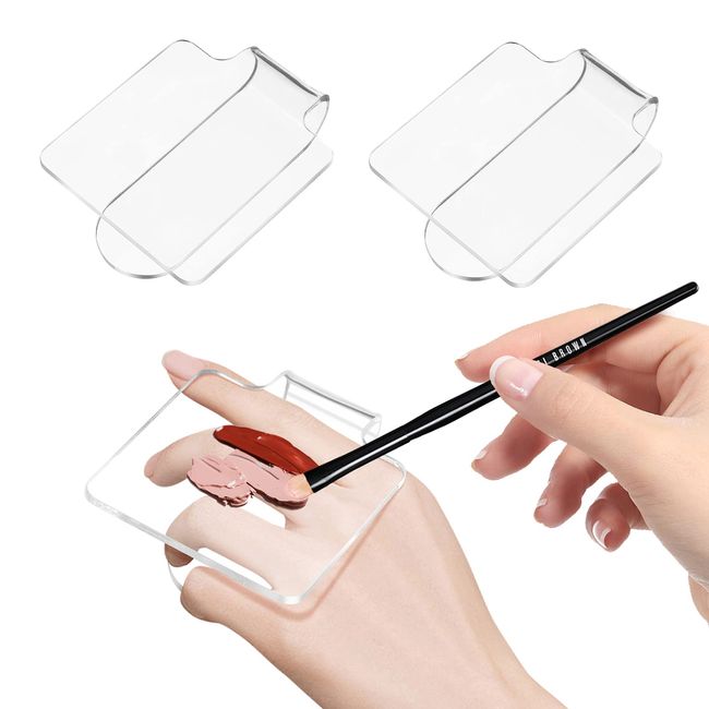 Minkissy 3pcs Makeup Hand Palette Acrylic Nail Art Manicure Palette Makeup Palette Spatula for Home Salon Professional