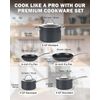 8-Piece Nonstick Hard Anodized Cookware Set, Pots and Pans Set Includes Saucepan