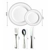 125 Piece Silver Plates & Cutlery Set, Reusable & Recyclable, Elegant Party Set