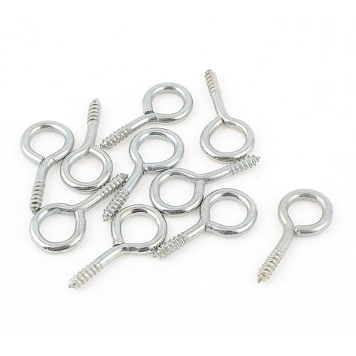 uxcell 10pcs Screw Eye Hook Self Tapping Screw Screw-in Hanger Eye Shape Ring Hook Silver 2.5mm x 24mm