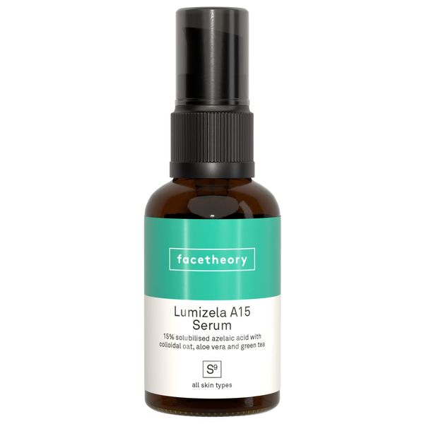 facetheory Lumizela S9-15% Azelaic Acid, Smooth Emulsion, Green Tea Serum, Calming Aloe Vera, Vegan, and Cruelty-Free, Made in the UK | 30 ml