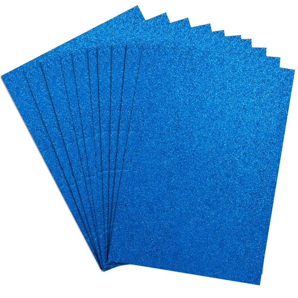 Springboard A4 Glitter Card Sheets - 230gsm Non Shed Glitter Cardstock for Card Making - Glitter Card Compatible w/Die-Cutting Machines - Sparkly Craft Supplies - 10-Pack - Blue