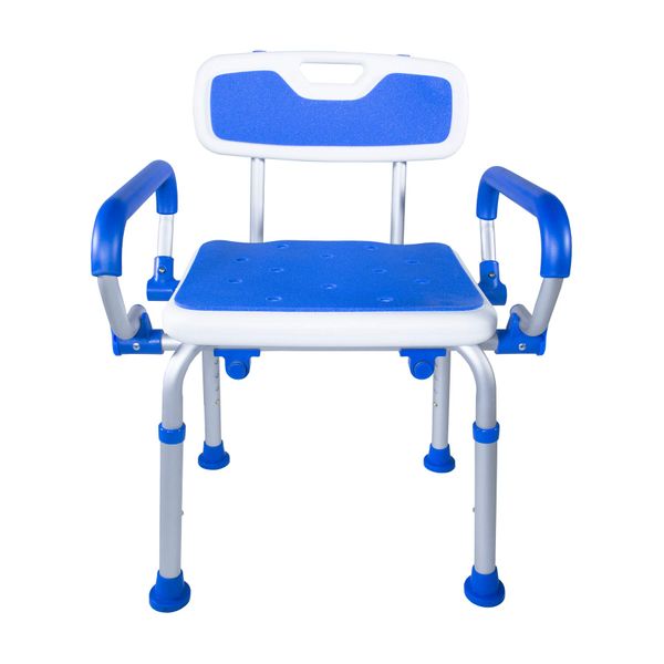 PCP Shower Safety Chair, Bath Bench with Backrest, Swing Arms, Adjustable Height, Medical Senior Support, Chair Style, Foam Padded