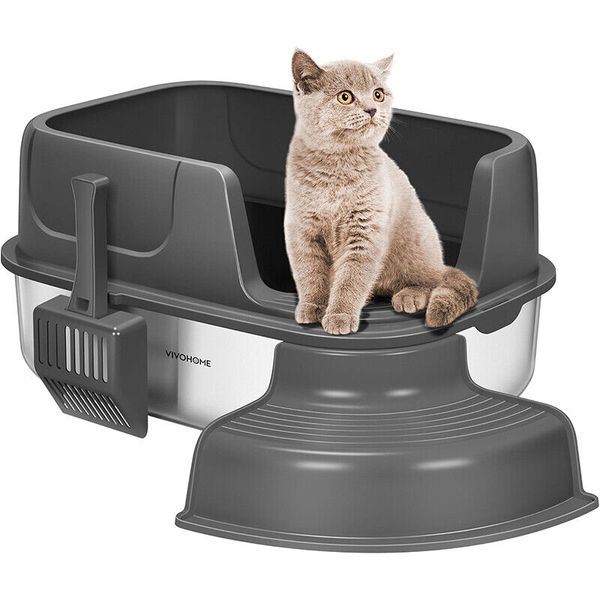 XL Stainless Steel Cat Litter Box 23''x17''x12'' Large Metal Litter Box for Cats