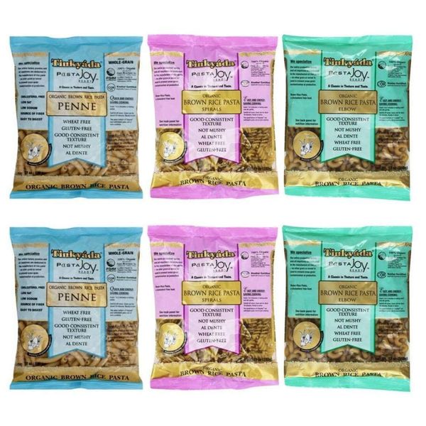 Tinkyada Organic Gluten-Free Brown Rice Pasta 3 Shape Variety Bundle: (2) Elbow Pasta, (2) Spirals Pasta, and (2) Penne Pasta, 12 Ounce Ea.