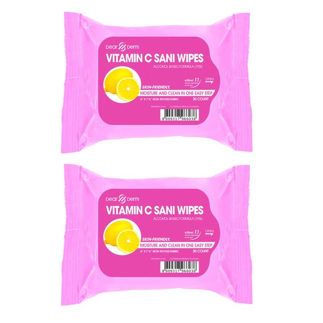 Dearderm Vitamin C SANI Wipes 30 counts x (2 PACK) [Free USA Shipping]