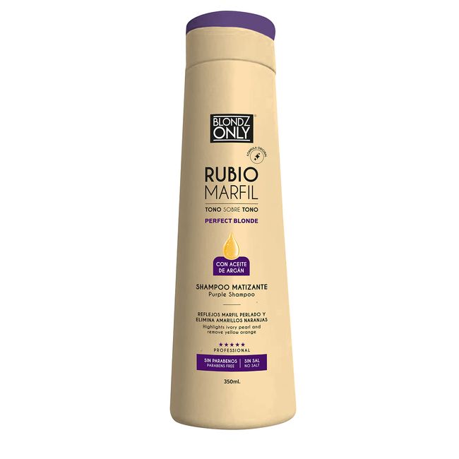 Blondz Only Purple Shampoo Rubio Marfil Ivory Blonde with Argan Oil Perfect Blonde (Perla Beige) 11.8 Fluid Ounce (350 ml)