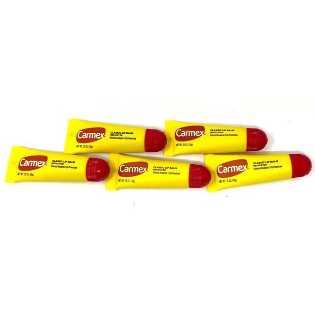 (5) Carmex Classic Lip Balm Medicated Lip Protectant New 0.35 oz Each