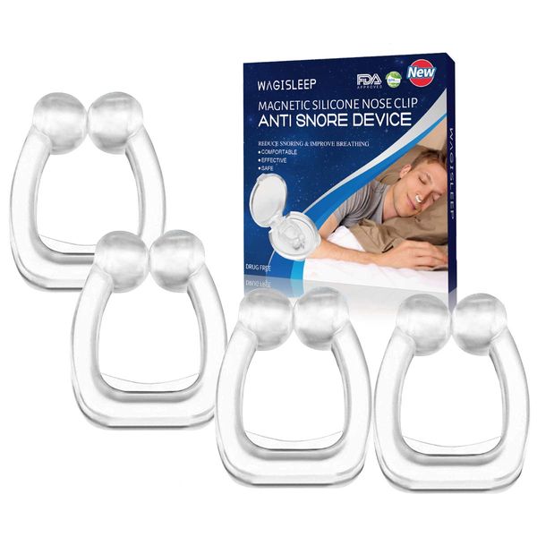 Upgraded Snoring Solution, 4 PCS Silicone Magnetic Anti Snore Clips, Stop Snoring Nose Device Snore Stopper, Effective Snoring Solution Nasal Dilator Professional Sleep Aid Anti Snoring Device