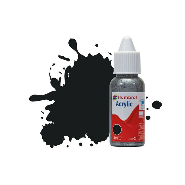 Humbrol Model Paint - DB0021 No 21 Black - Gloss (14ml) , Acrylic Paints for Models, Plastic, Metal, Wood, Glass, Ceramics and More, Acrylic Touch Up Paint - Hobby Paint Bottle for Craft Kits