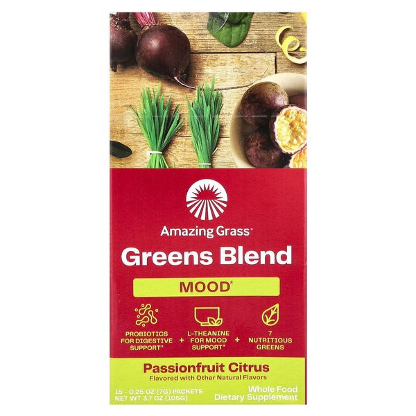 Greens Blend, Mood, Passionfruit Citrus, 15 Packets 0.25 oz (7 g) Each