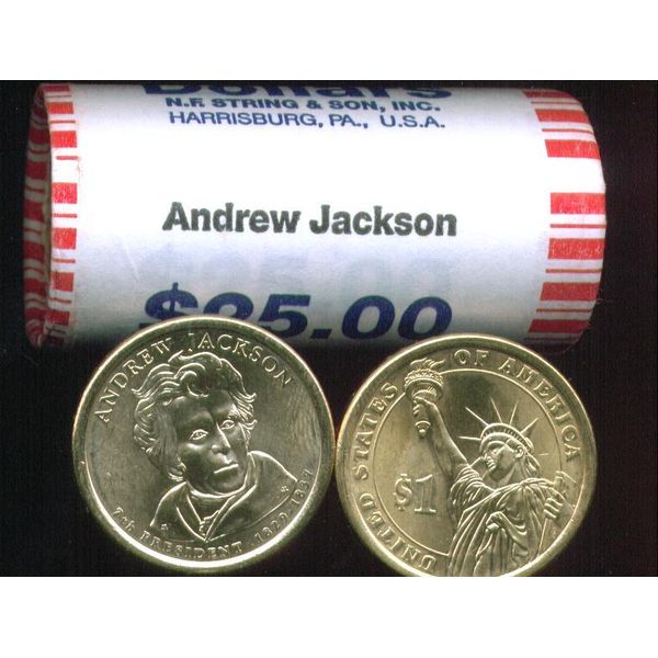 ~L@@K~Head/Tail~ 2008 D MINT ANDREW JACKSON GOLD $25 DOLLAR ROLL ~CHEAP~