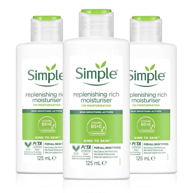 Multibuy 3x Simple® Kind to Skin Replenishing Rich Moisturiser - 125ml