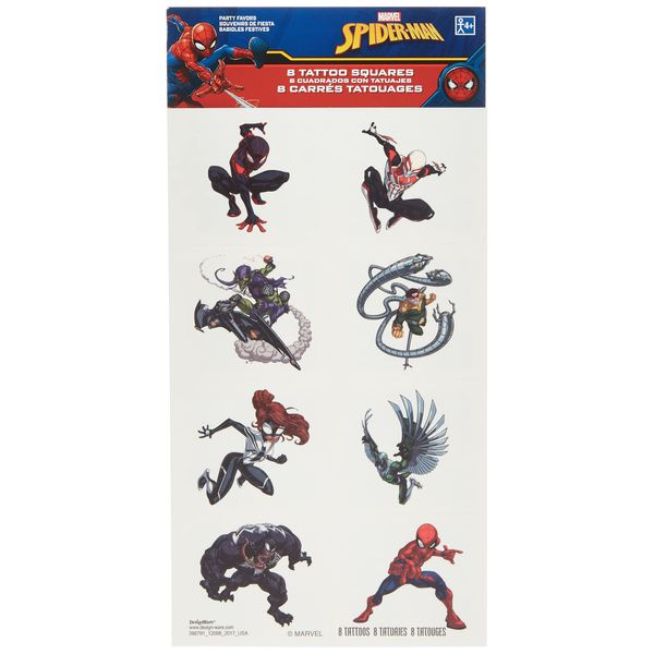 Spider-Man Webbed Wonder Tattoos, 2" x 1 3/4" - 8 Pcs.