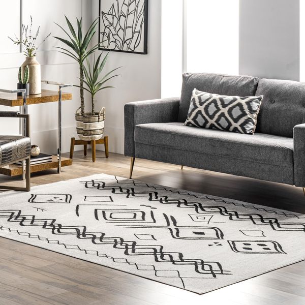 Janelle Machine Washable Transitional Moroccan Area Rug, 4x6, Grey