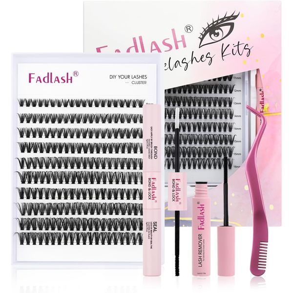 DIY Individual Cluster Lashes Kit , 40D-0.07-D-mix(12-18mm, 200 cluster