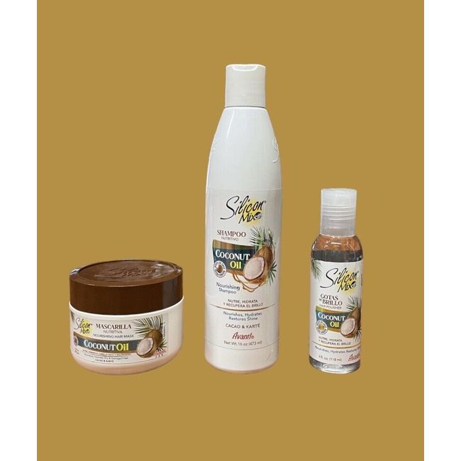 SET OF 3  SILICON MIX SHAMPOO COCONUT OIL NOURISHING SPECIALLY DESIGNED FOR DRY