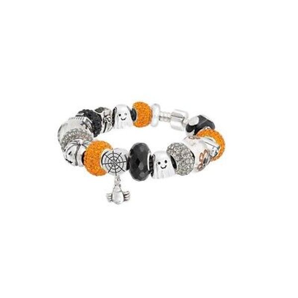 18K White Gold Plated  Halloween Crystal Charm Bracelet Made With Swarovski