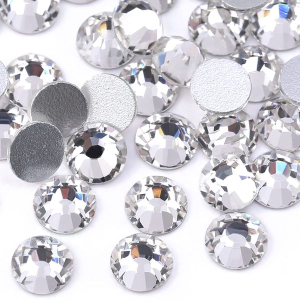 Dowarm 1440 Pieces SS6 Flatback Rhinestones, 2MM Flatback Crystal Clear Rhinestones for Craft Nails Dance Costumes, Non Hotfix Rhinestones