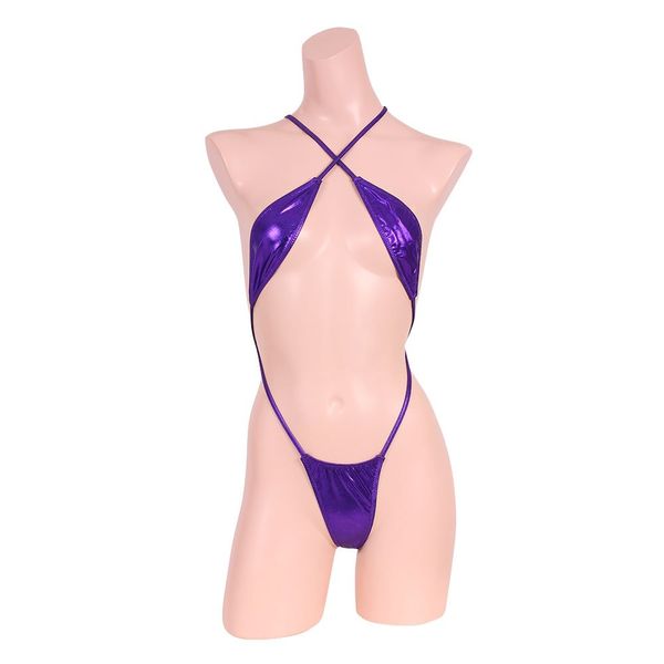 Front Cross Metallic Playsuit Purple