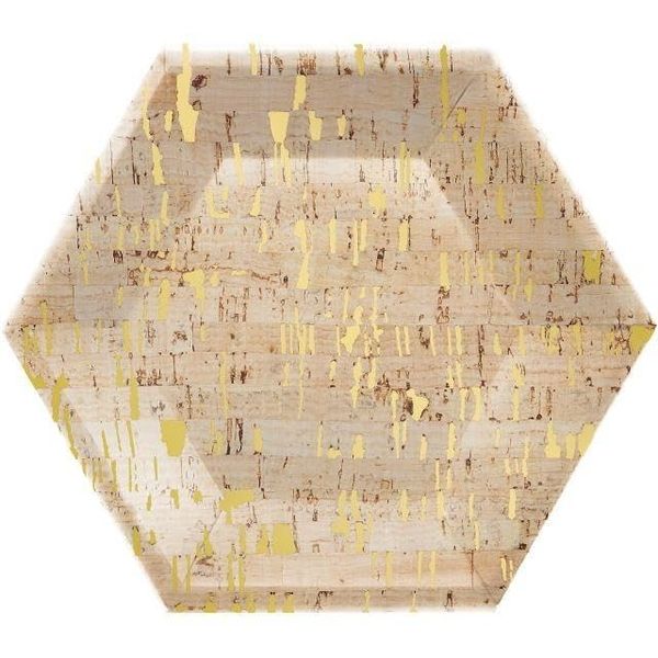 Creative Converting 342109 Cork Design Hexagon Paper Plates, 10" x 11.5", 8 Ct.