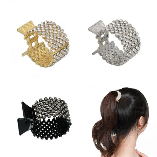 Zasvec Hair Clips Rhinestone 3 Pieces Hair Accessories for Women Rhinestone Ponytail Holder Rhinestone Hair Clips Small Hair Clips for Ponytail Hair Accessories Ponytail Crystal Hair Pin